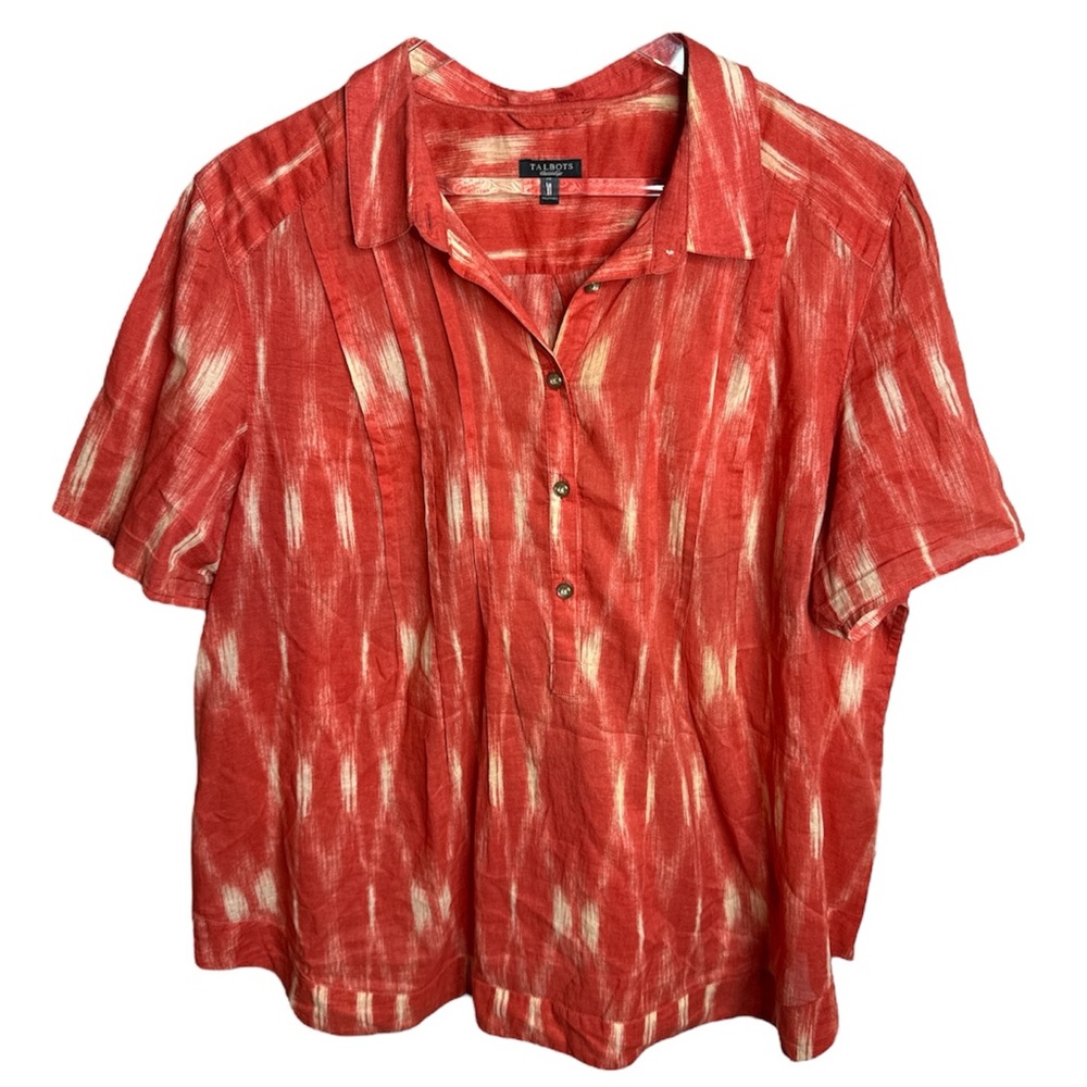 Talbots Red and Cream Casual Shirt